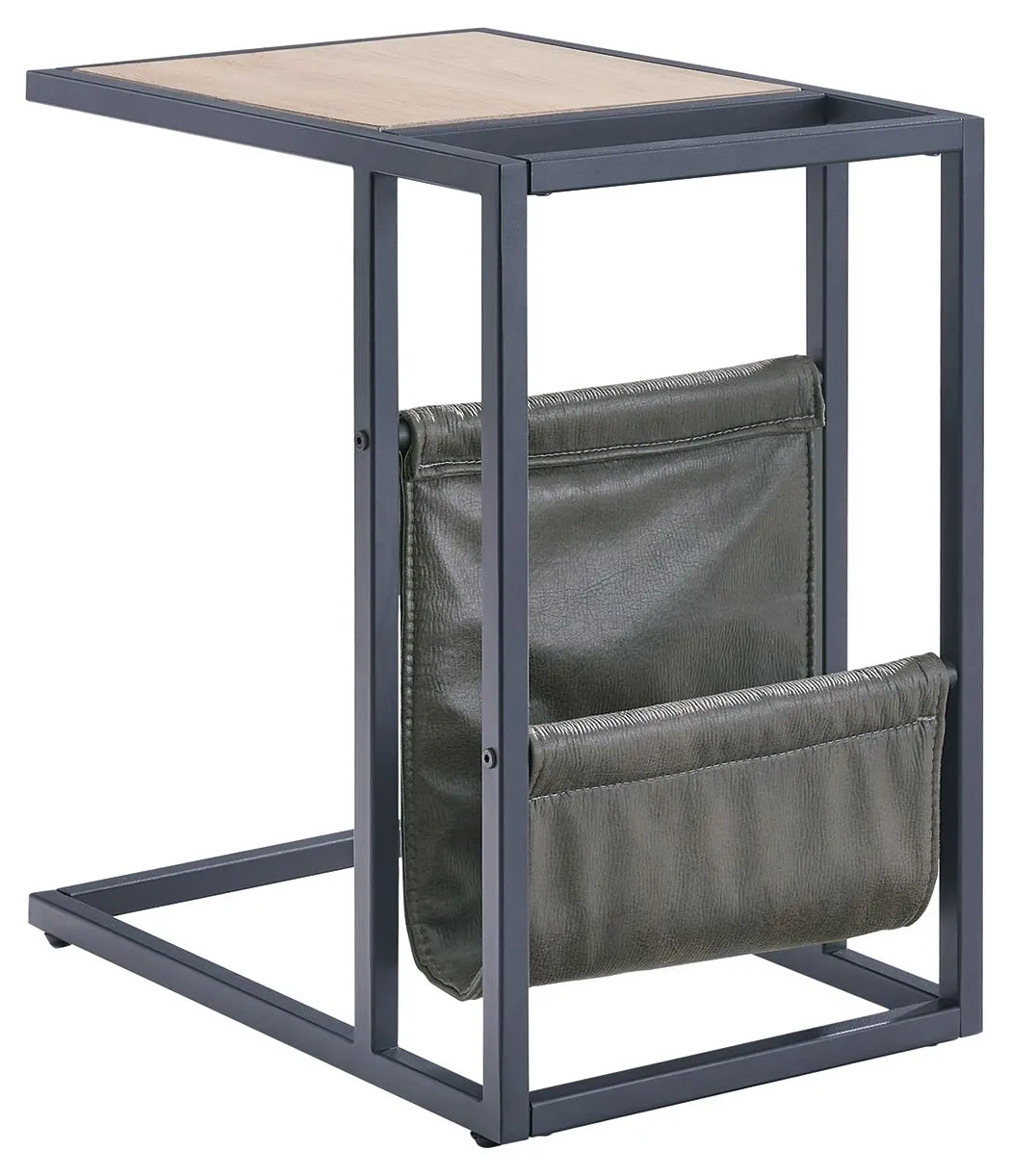 Freslowe Light Brown / Black Chair Side End Table With Magazine Basket