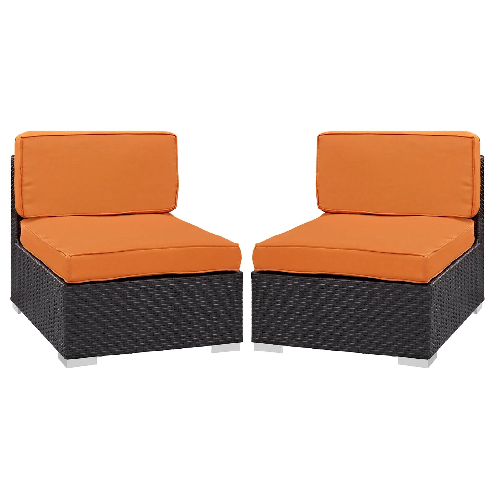 Gather Outdoor Patio Armless Chair Set of 2 by Modway