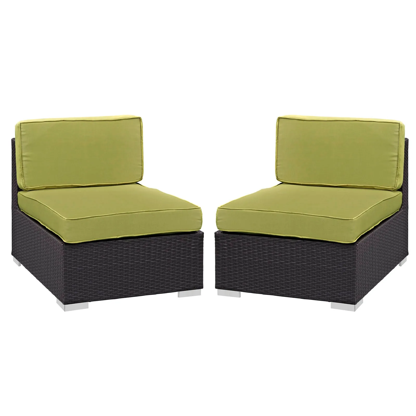 Gather Outdoor Patio Armless Chair Set of 2 by Modway