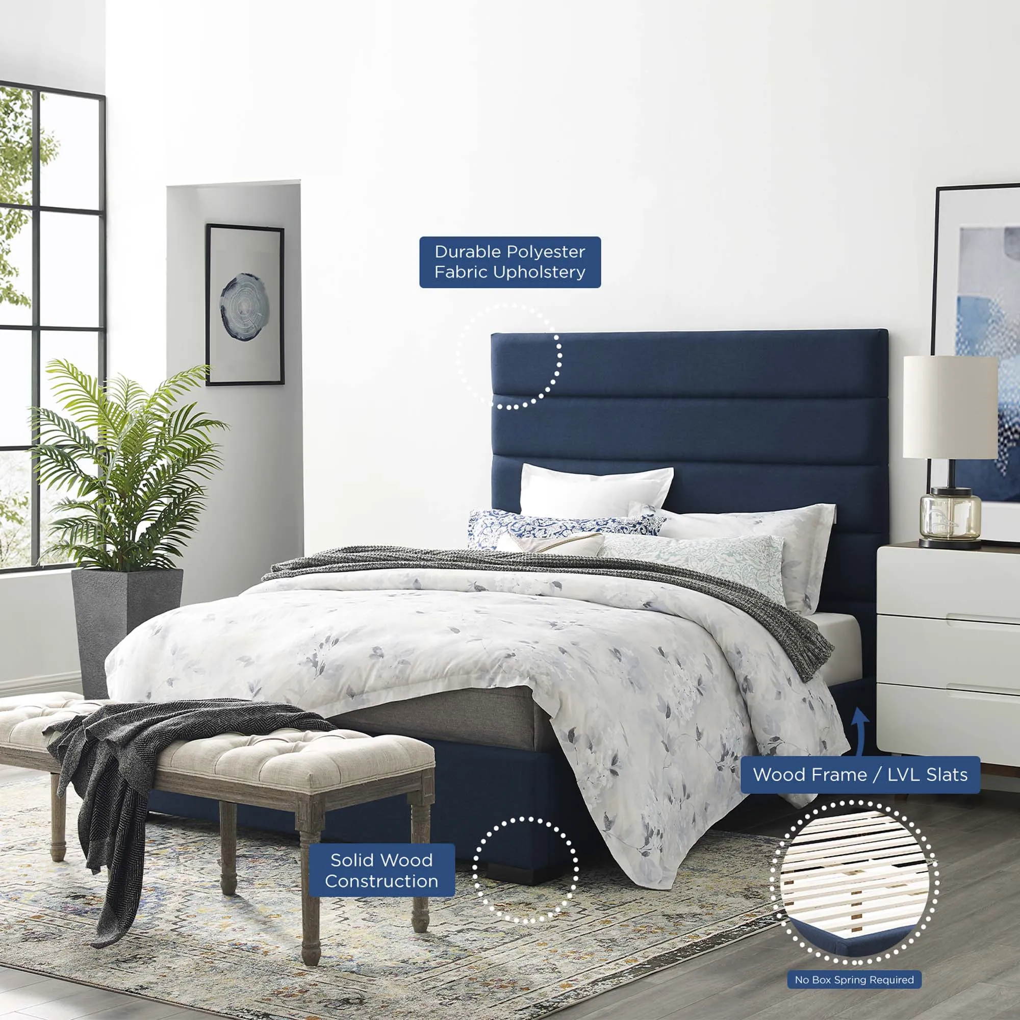 Genevieve Upholstered Fabric Platform Bed by Modway