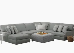 Gobig Bluegrey 3 Piece Sectional with LAF Chaise