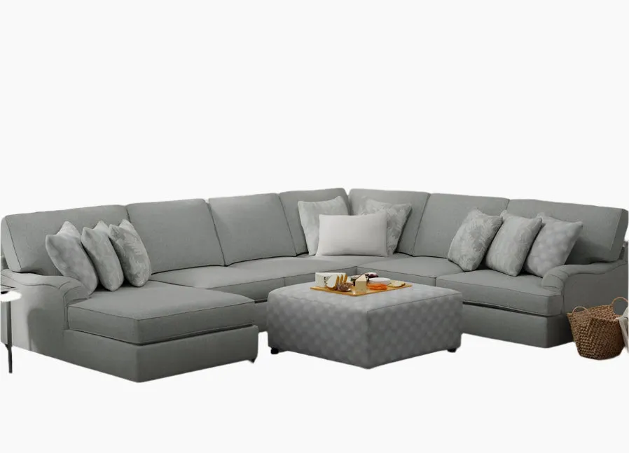 Gobig Bluegrey 3 Piece Sectional with LAF Chaise