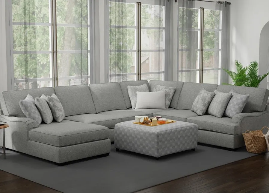 Gobig Bluegrey 3 Piece Sectional with LAF Chaise