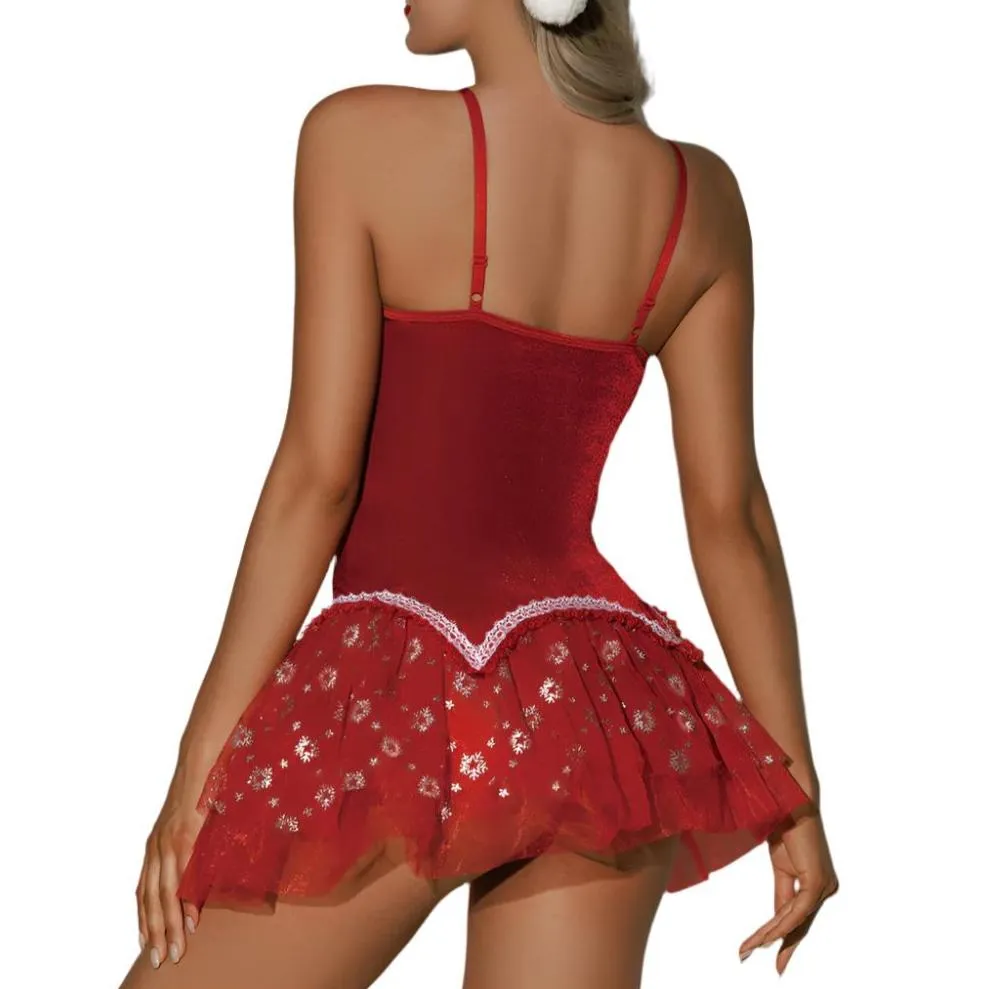 JSY 3-Piece Velvet & Snowflake Tulle Christmas Dress Set