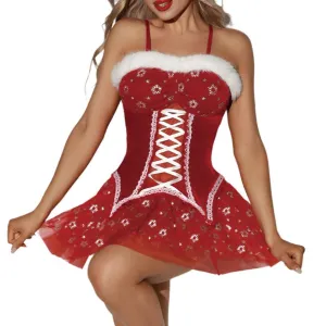 JSY 3-Piece Velvet & Snowflake Tulle Christmas Dress Set
