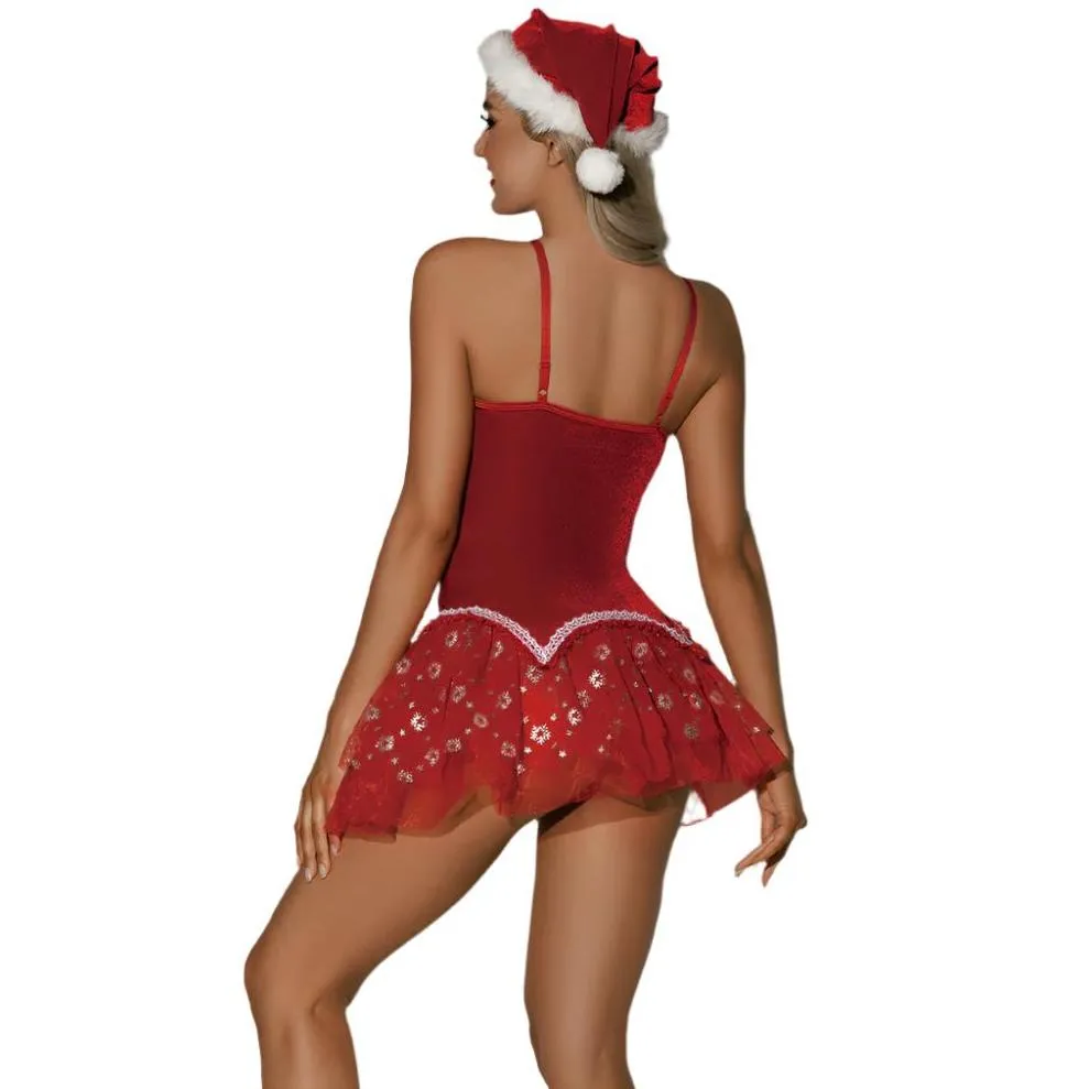 JSY 3-Piece Velvet & Snowflake Tulle Christmas Dress Set
