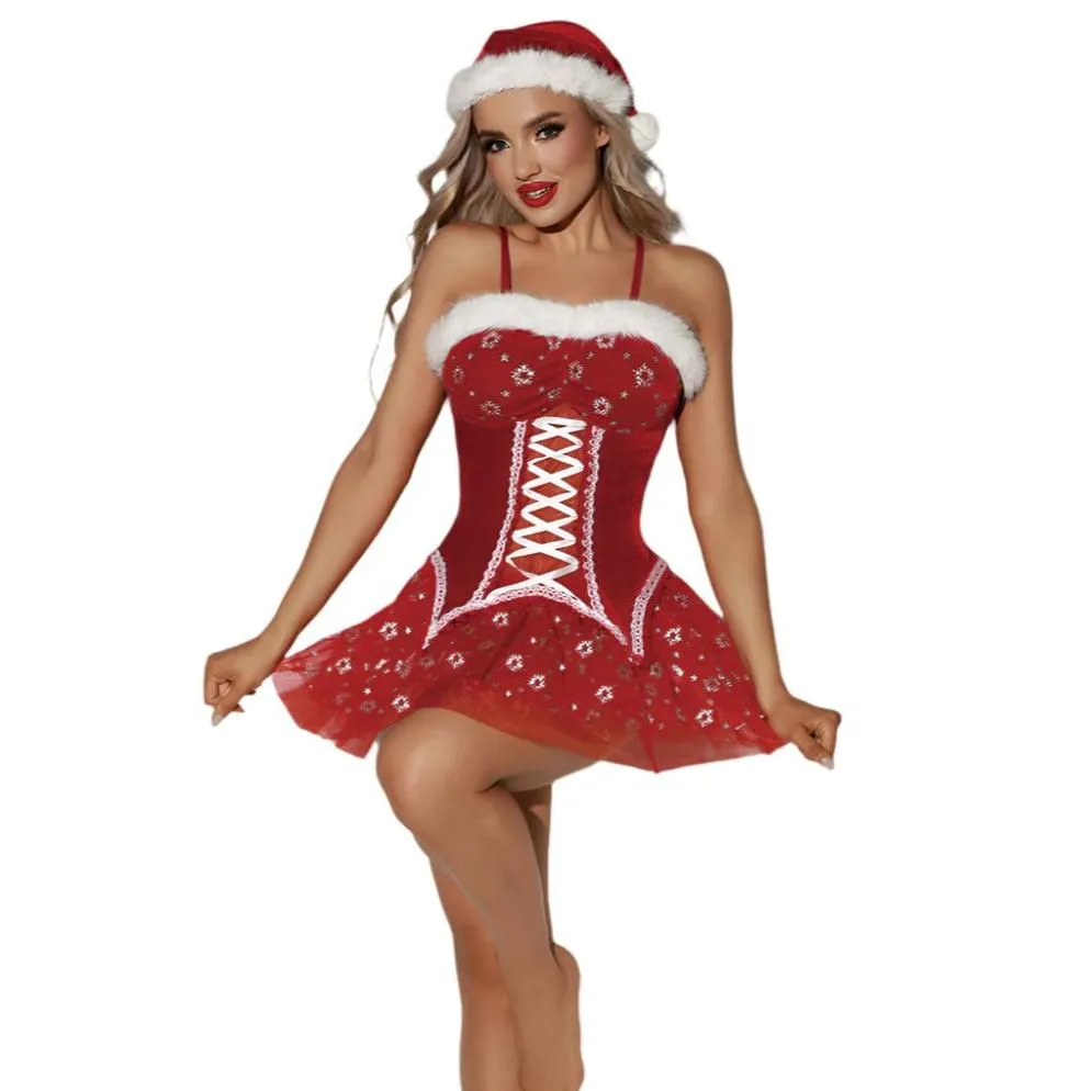 JSY 3-Piece Velvet & Snowflake Tulle Christmas Dress Set