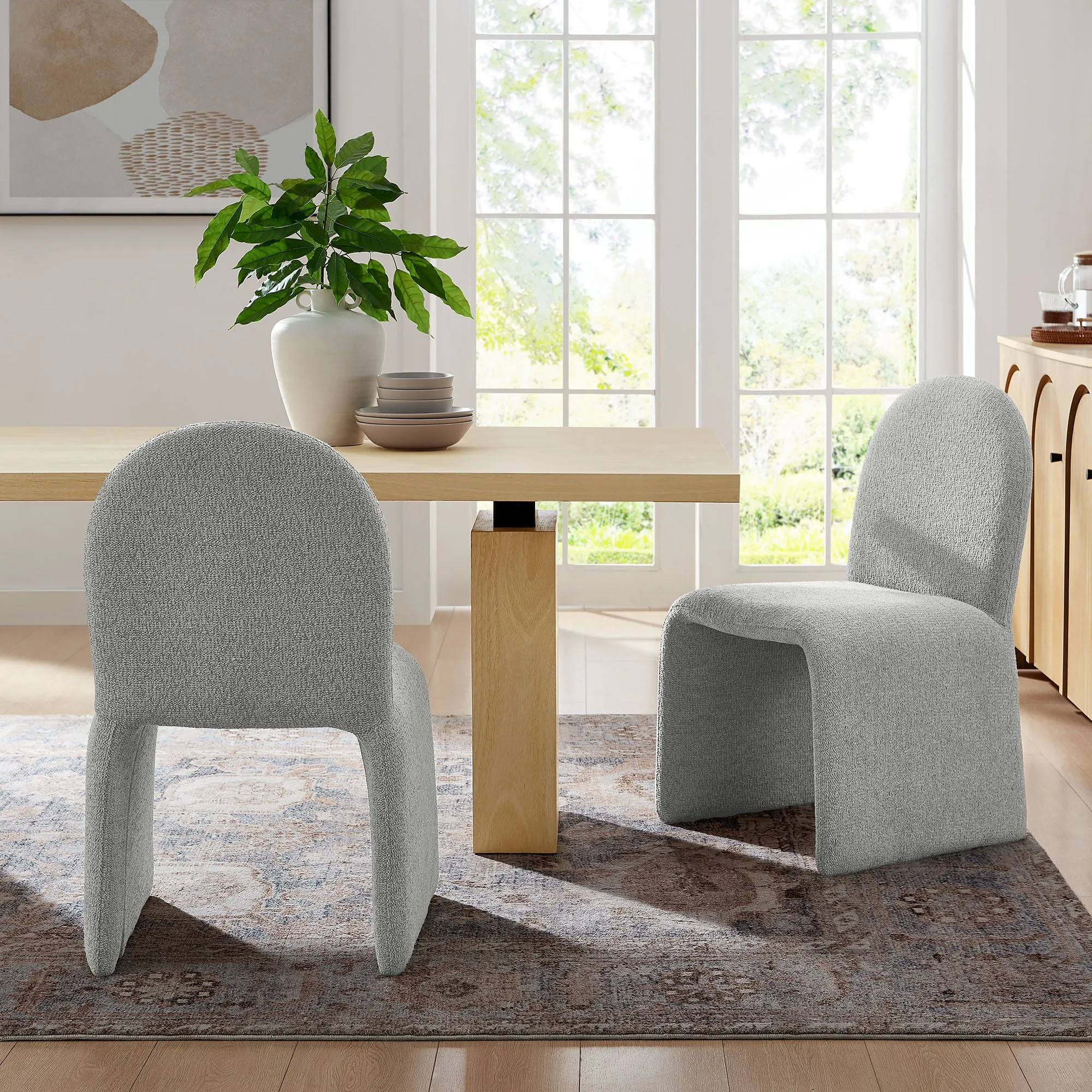 Junia Boucle Upholstered Arch Armless Dining Chair by Modway
