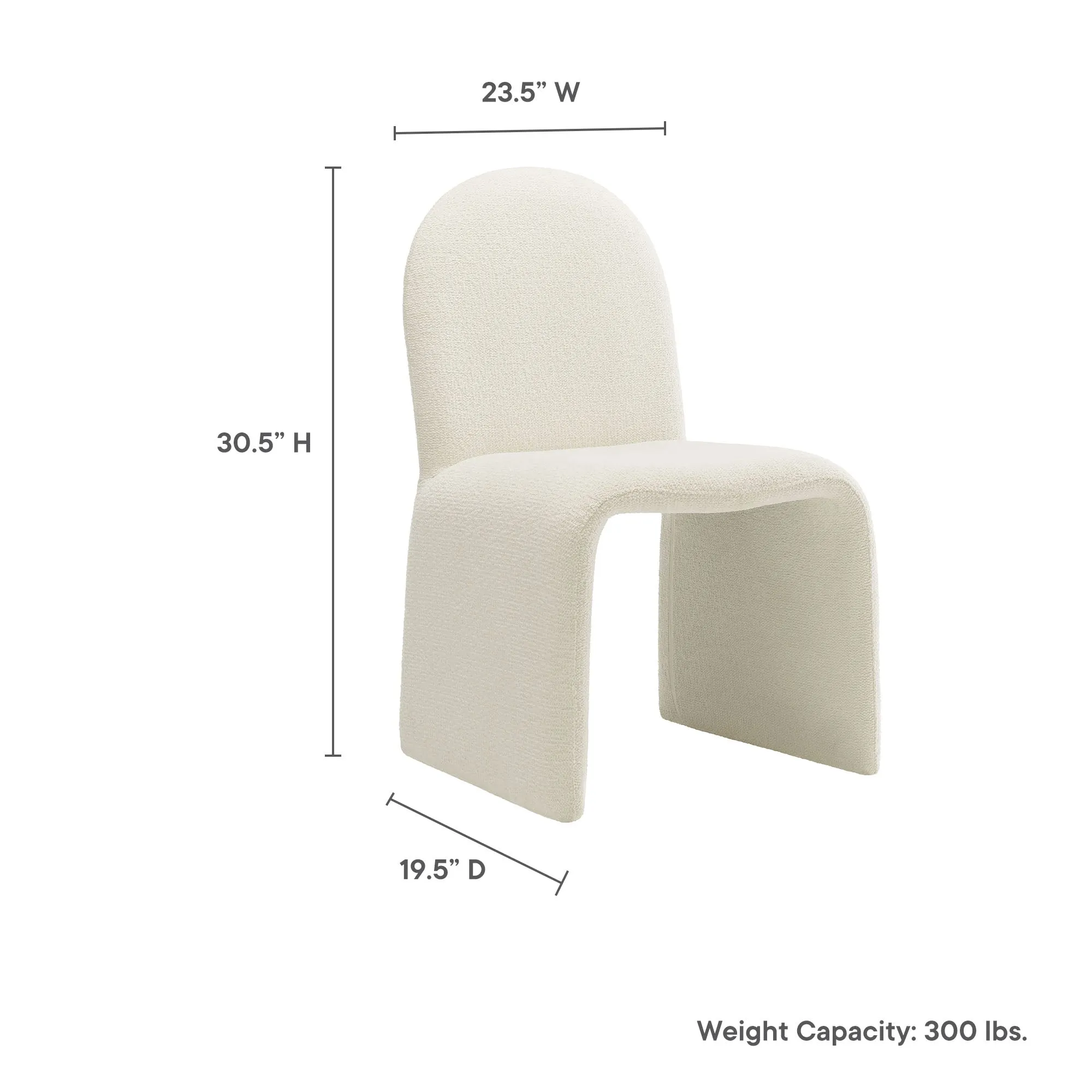 Junia Boucle Upholstered Arch Armless Dining Chair by Modway