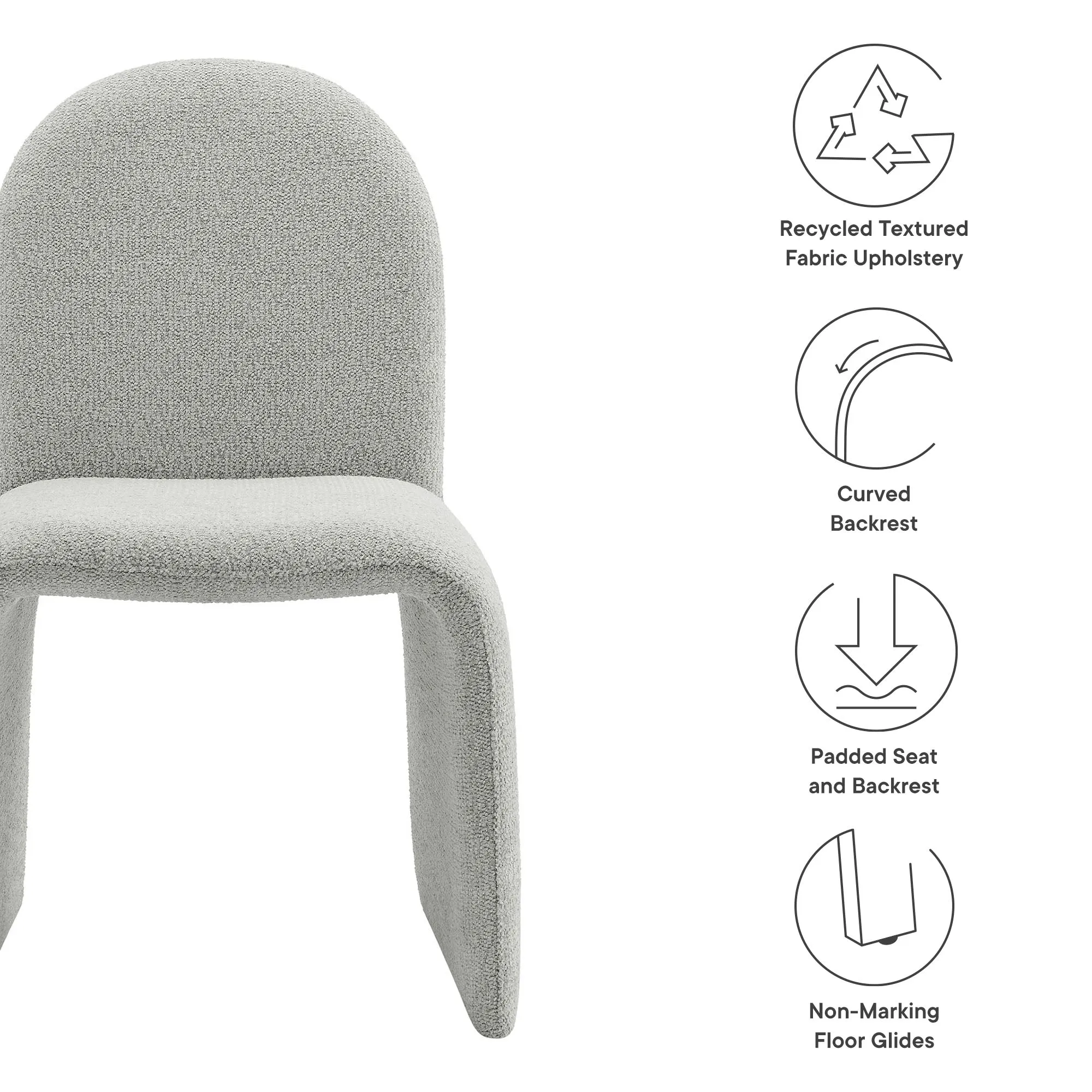 Junia Boucle Upholstered Arch Armless Dining Chair by Modway