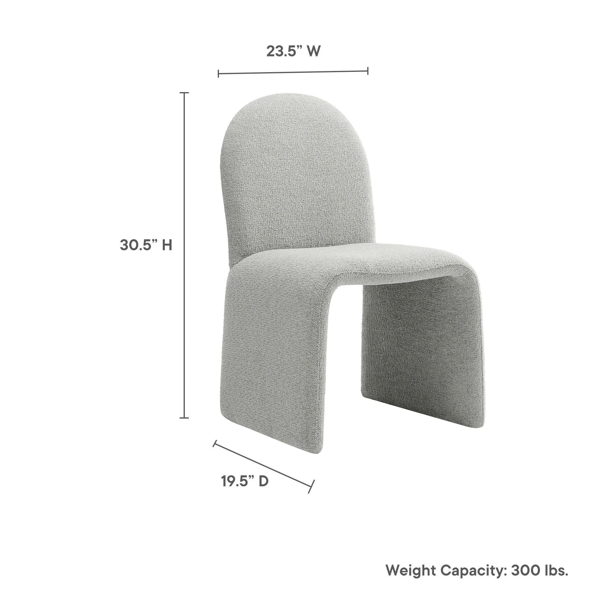 Junia Boucle Upholstered Arch Armless Dining Chair by Modway