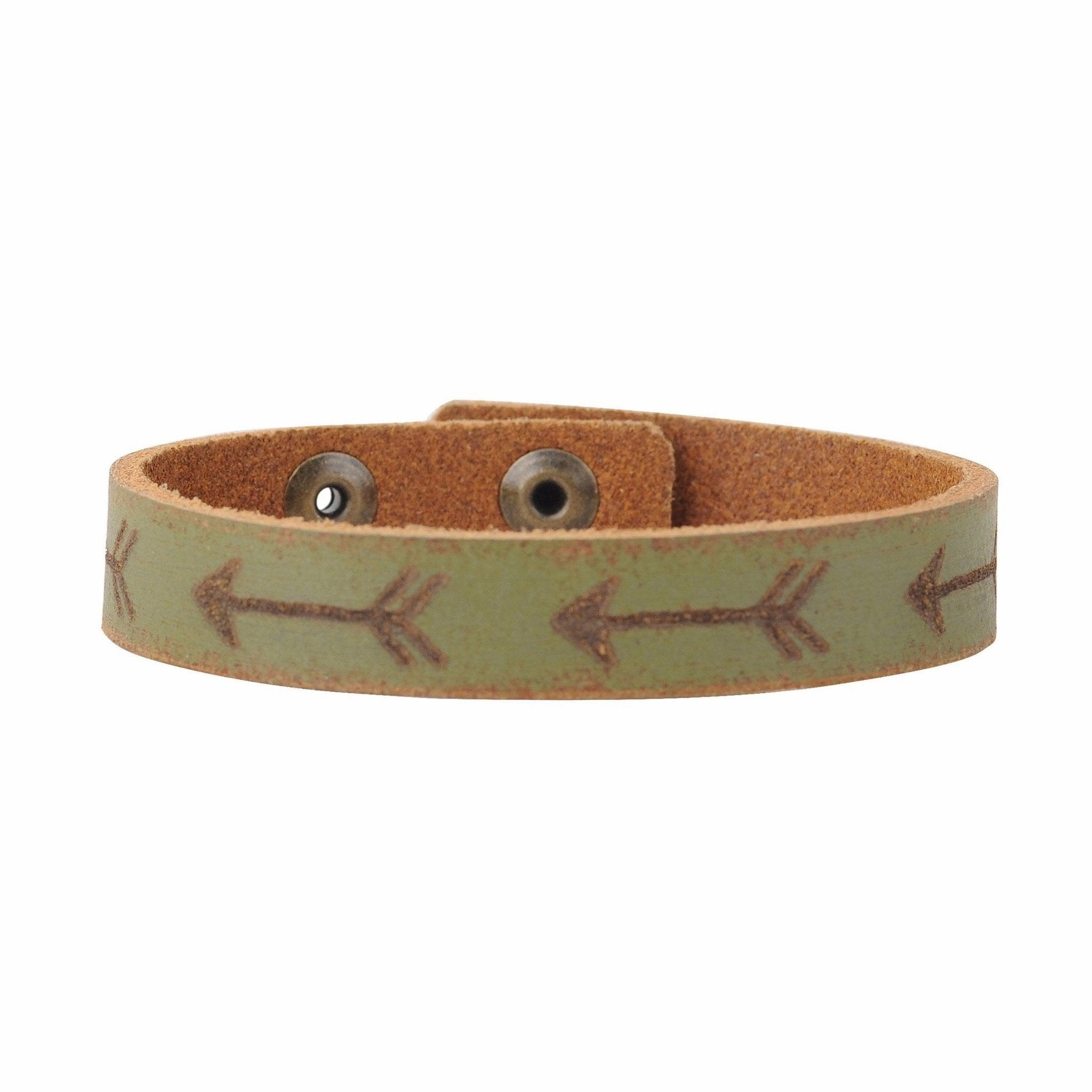 Laser Tooling Arrows Leather Bracelet
