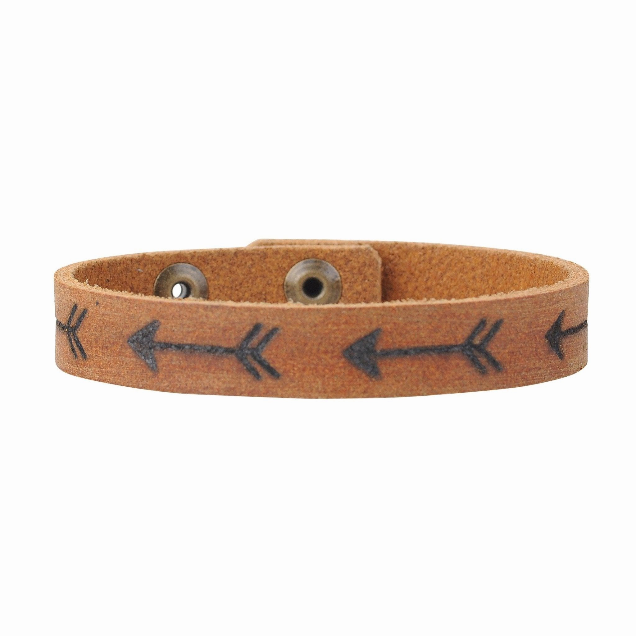 Laser Tooling Arrows Leather Bracelet