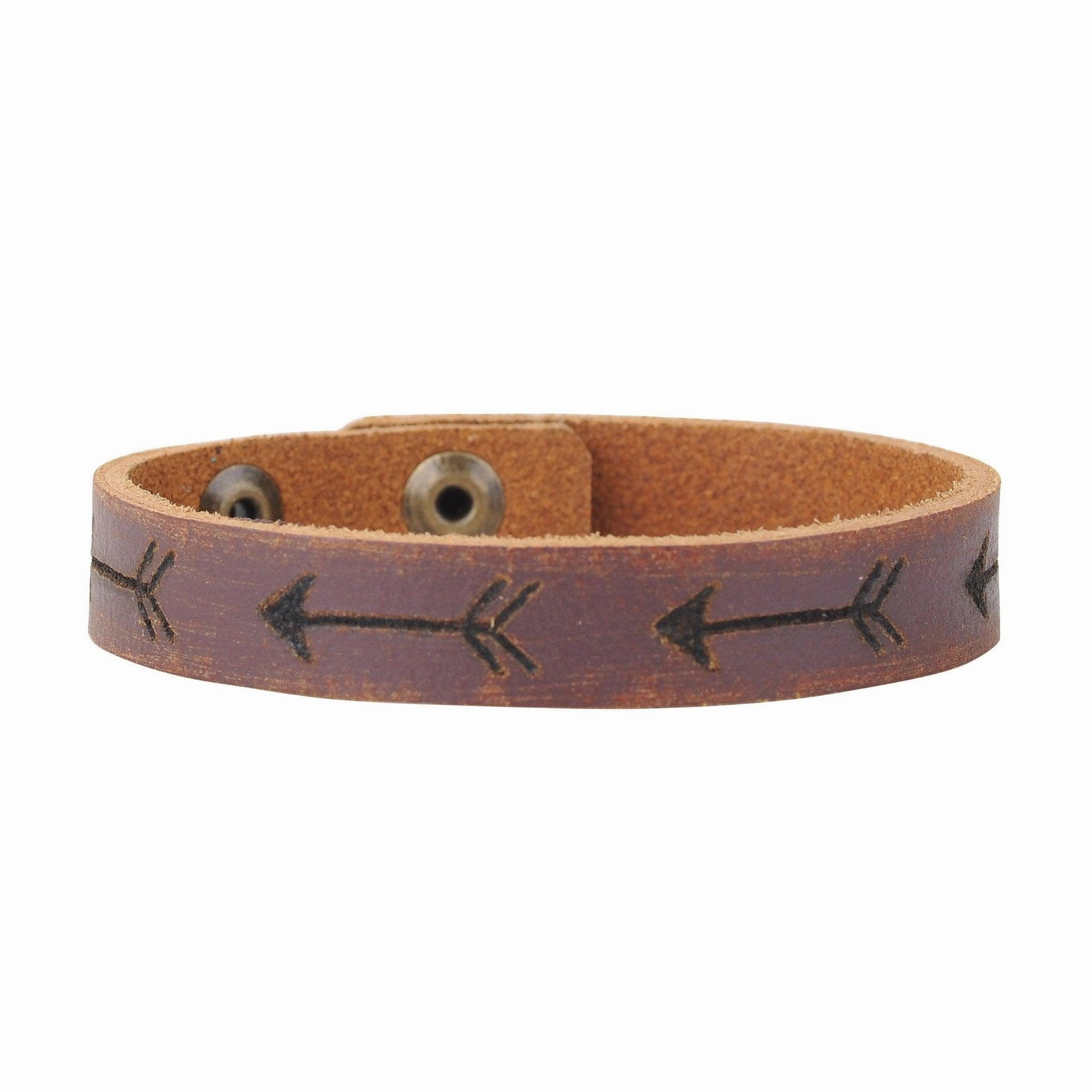 Laser Tooling Arrows Leather Bracelet