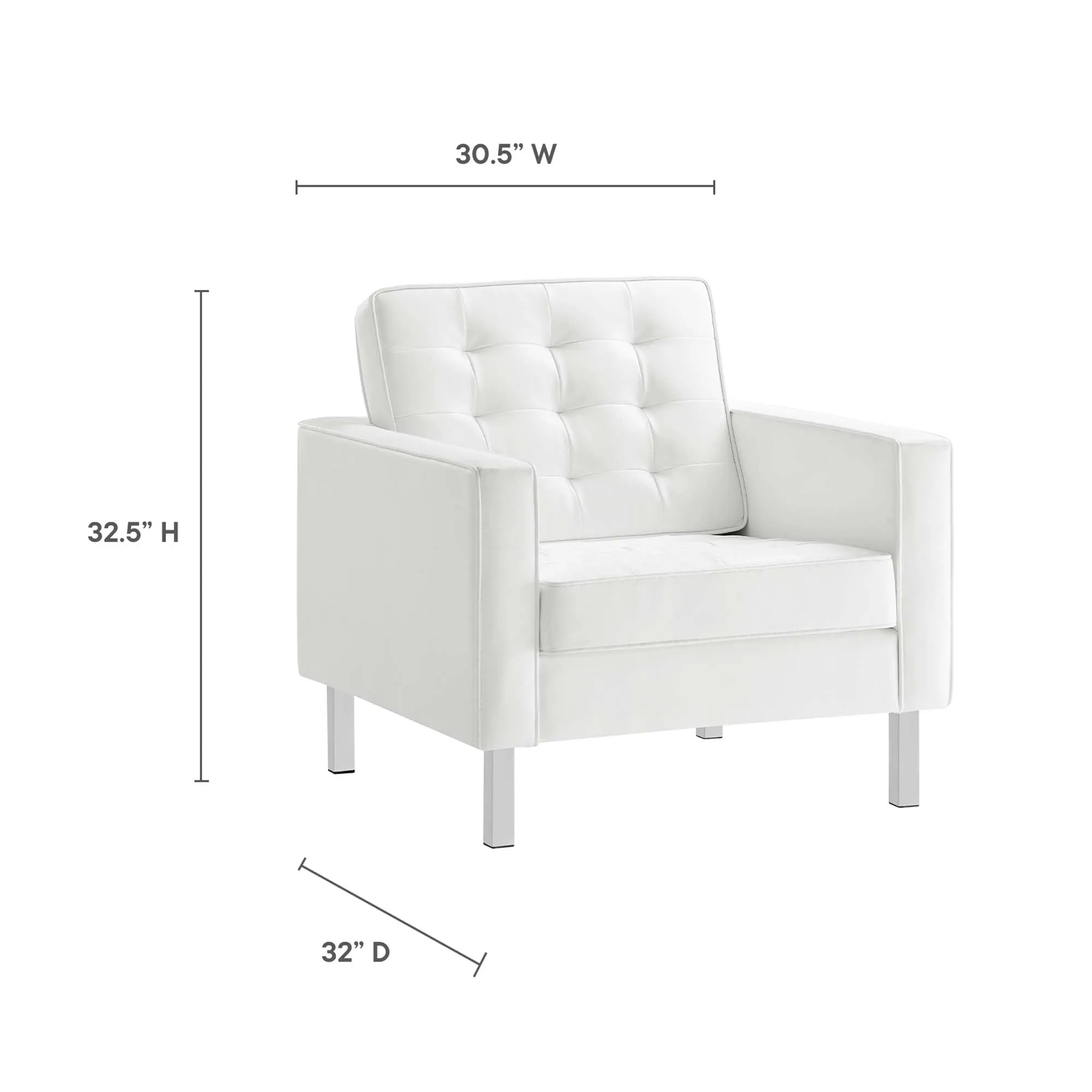Loft Tufted Vegan Leather Armchairs - Set of 2 by Modway