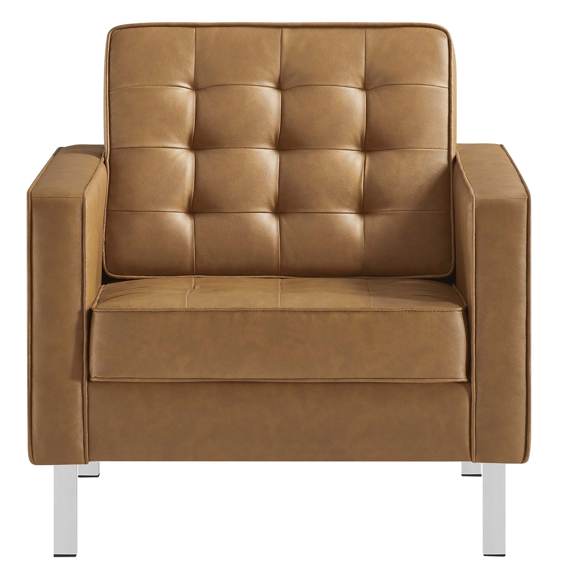 Loft Tufted Vegan Leather Armchairs - Set of 2 by Modway