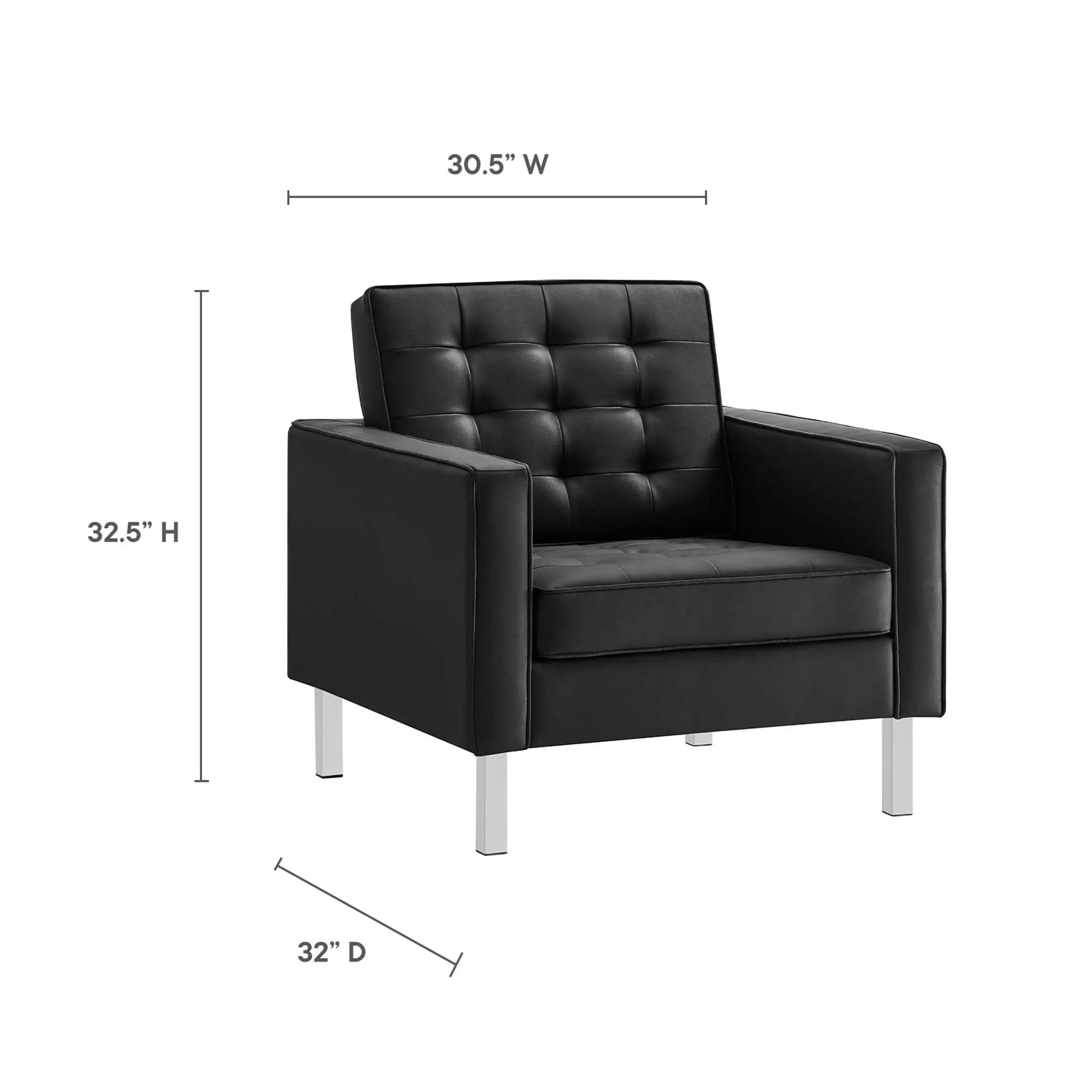 Loft Tufted Vegan Leather Armchairs - Set of 2 by Modway