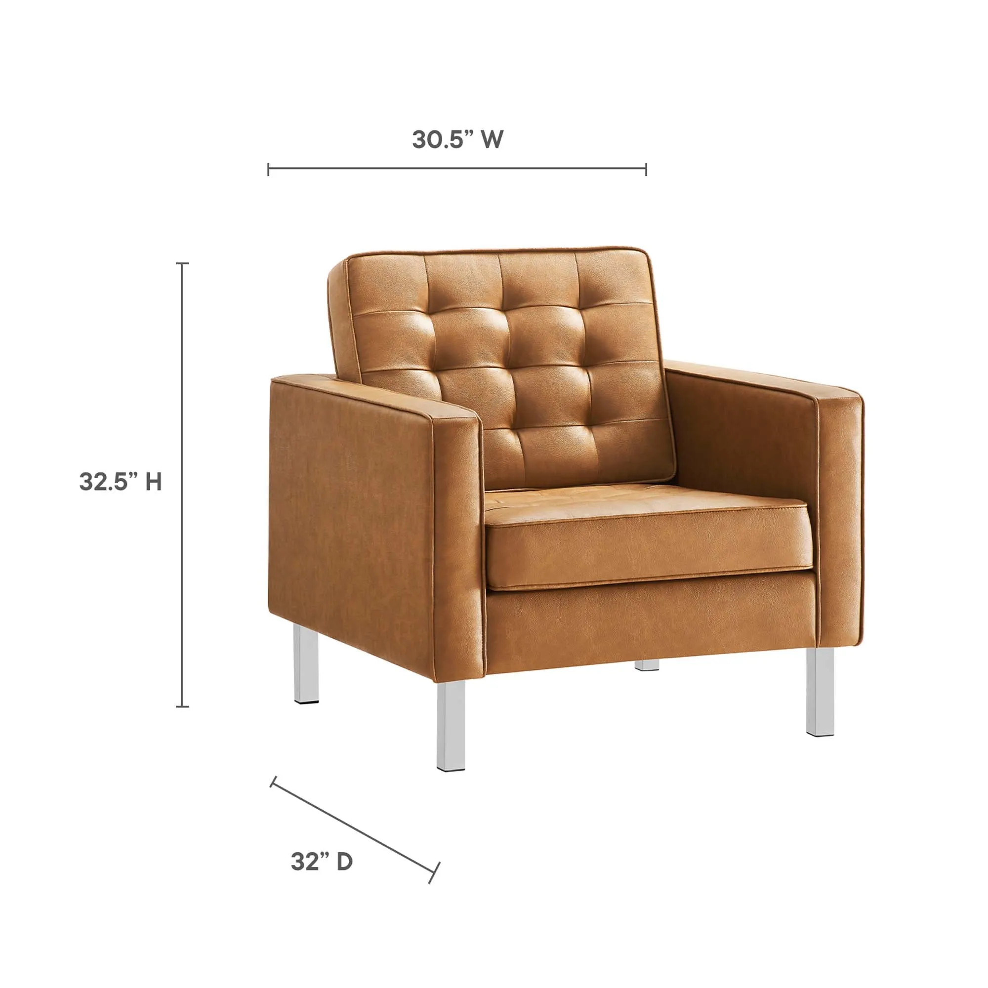 Loft Tufted Vegan Leather Armchairs - Set of 2 by Modway