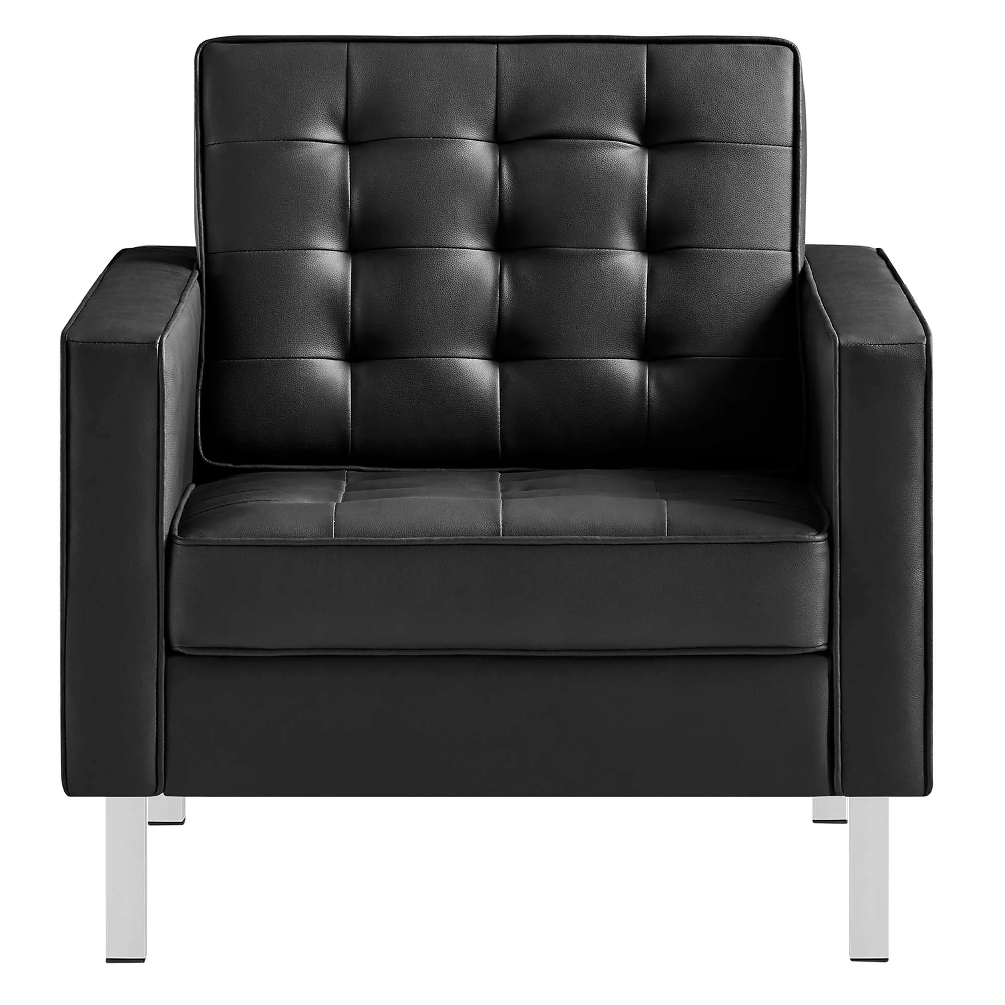 Loft Tufted Vegan Leather Armchairs - Set of 2 by Modway