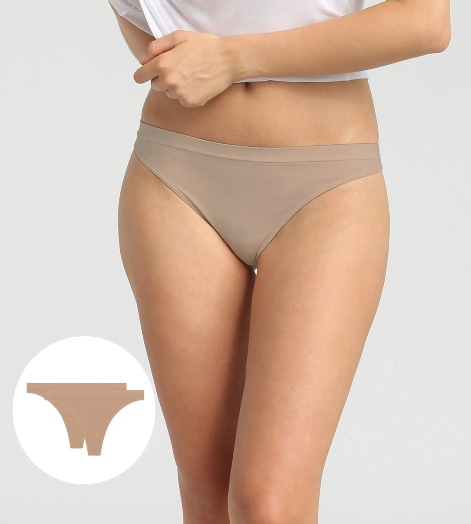Lot de 2 strings New Skin pour Femme en microfibre