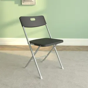 Mainstays 37664PLB4E Resin Seat & Back Folding Chair, Black, 4 Count