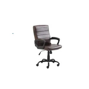 Mainstays MS18-D4-1015-07 Mid-Back Manager's Office Chair with Arms, Bonded Leather, Brown
