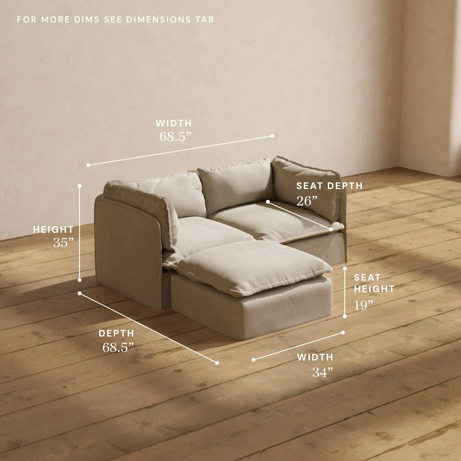 Modular Performance 2-Seater Sectional in Dune | Relaxed Blend