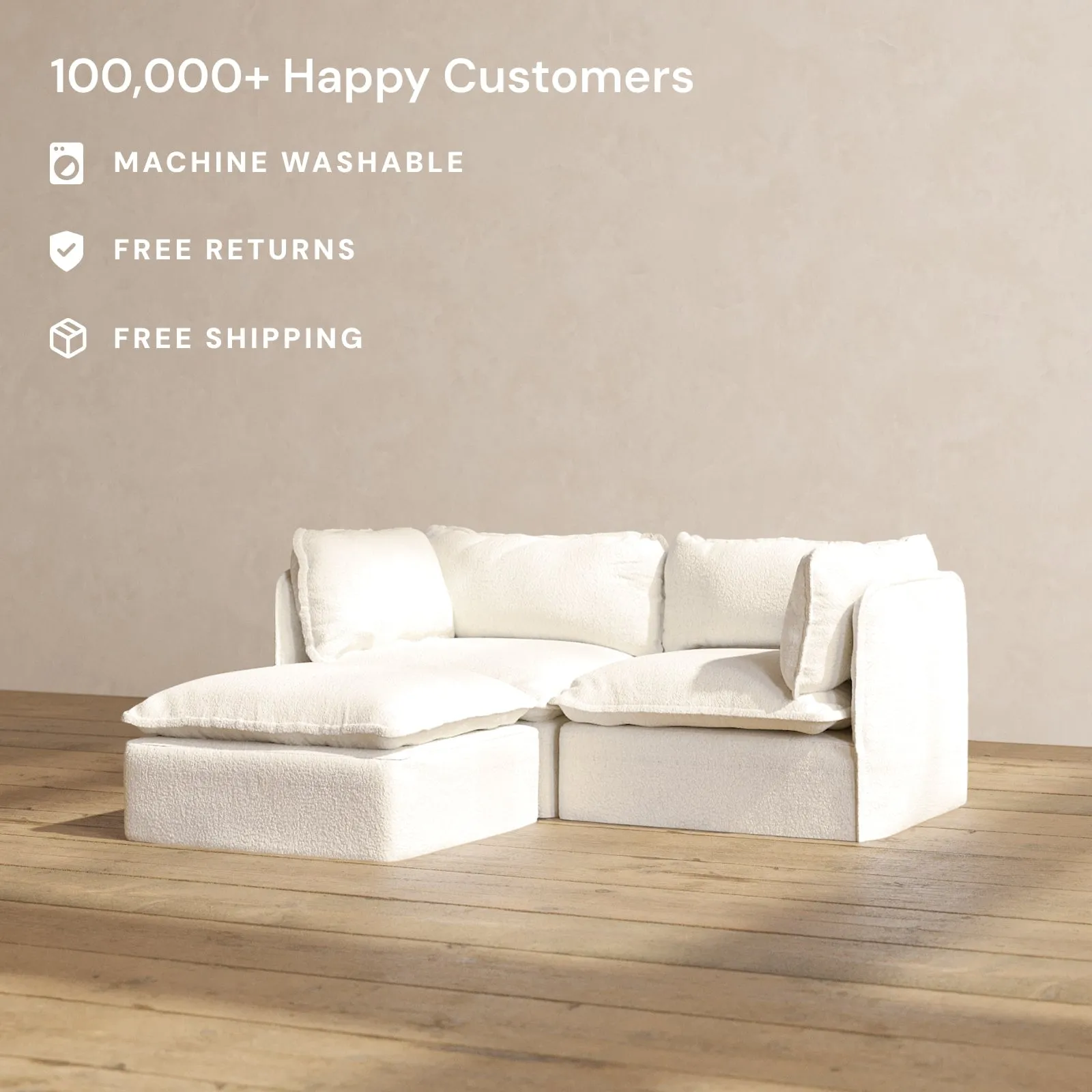 Modular Performance 2-Seater Sectional in Mousse | Deluxe Blend
