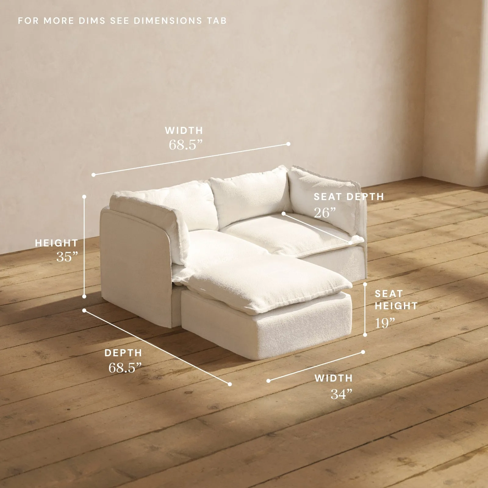 Modular Performance 2-Seater Sectional in Mousse | Deluxe Blend