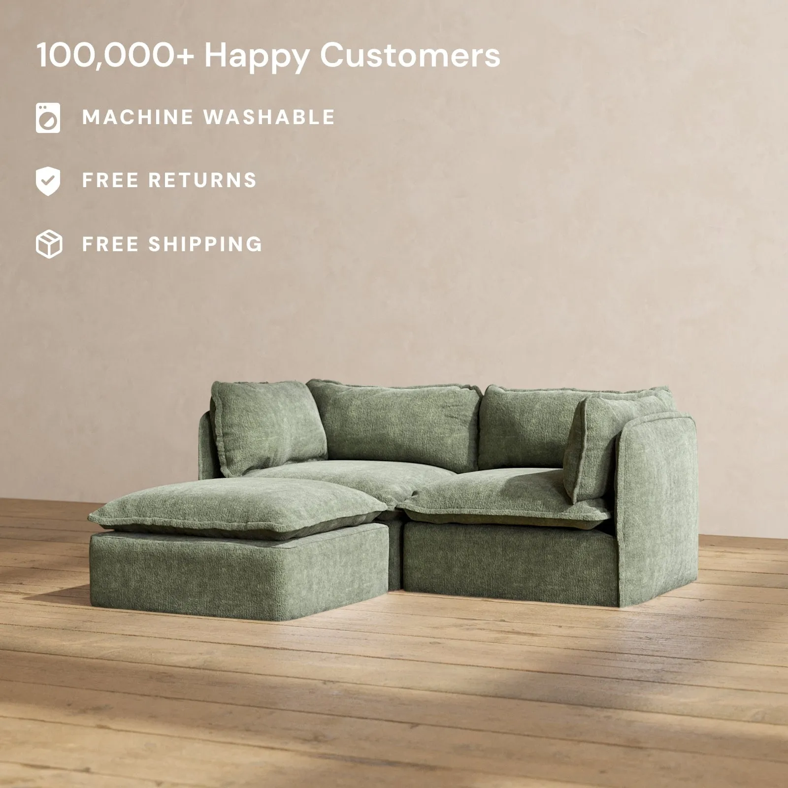 Modular Performance 2-Seater Sectional in Willow | Relaxed Blend