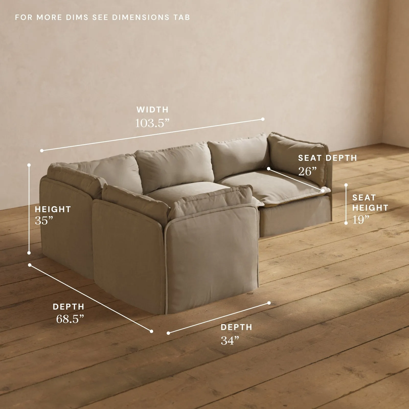 Modular Performance 4-Seater Corner Sectional in Dune | Deluxe Blend