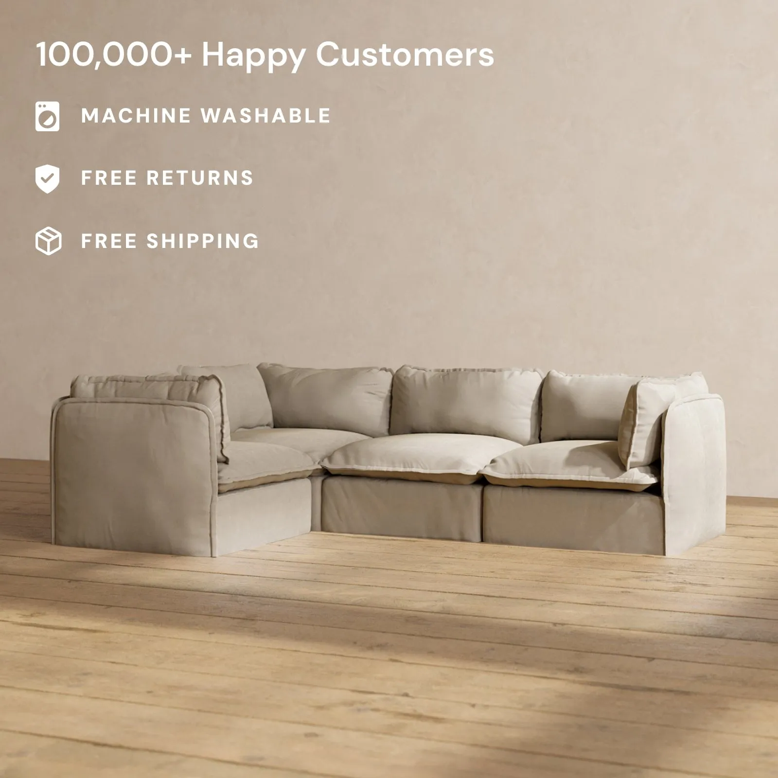Modular Performance 4-Seater Corner Sectional in Dune | Deluxe Blend