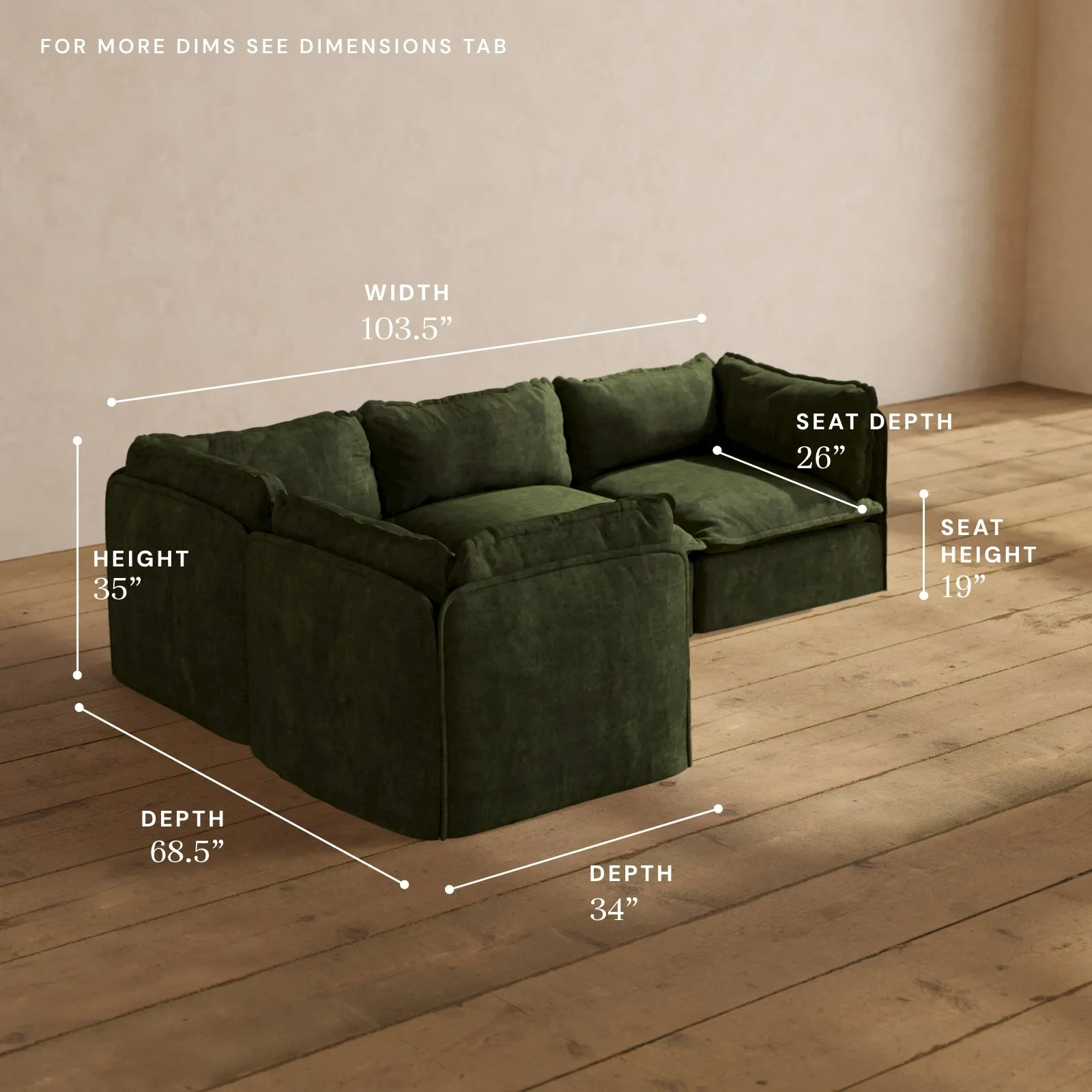 Modular Performance 4-Seater Corner Sectional in Olive | Deluxe Blend