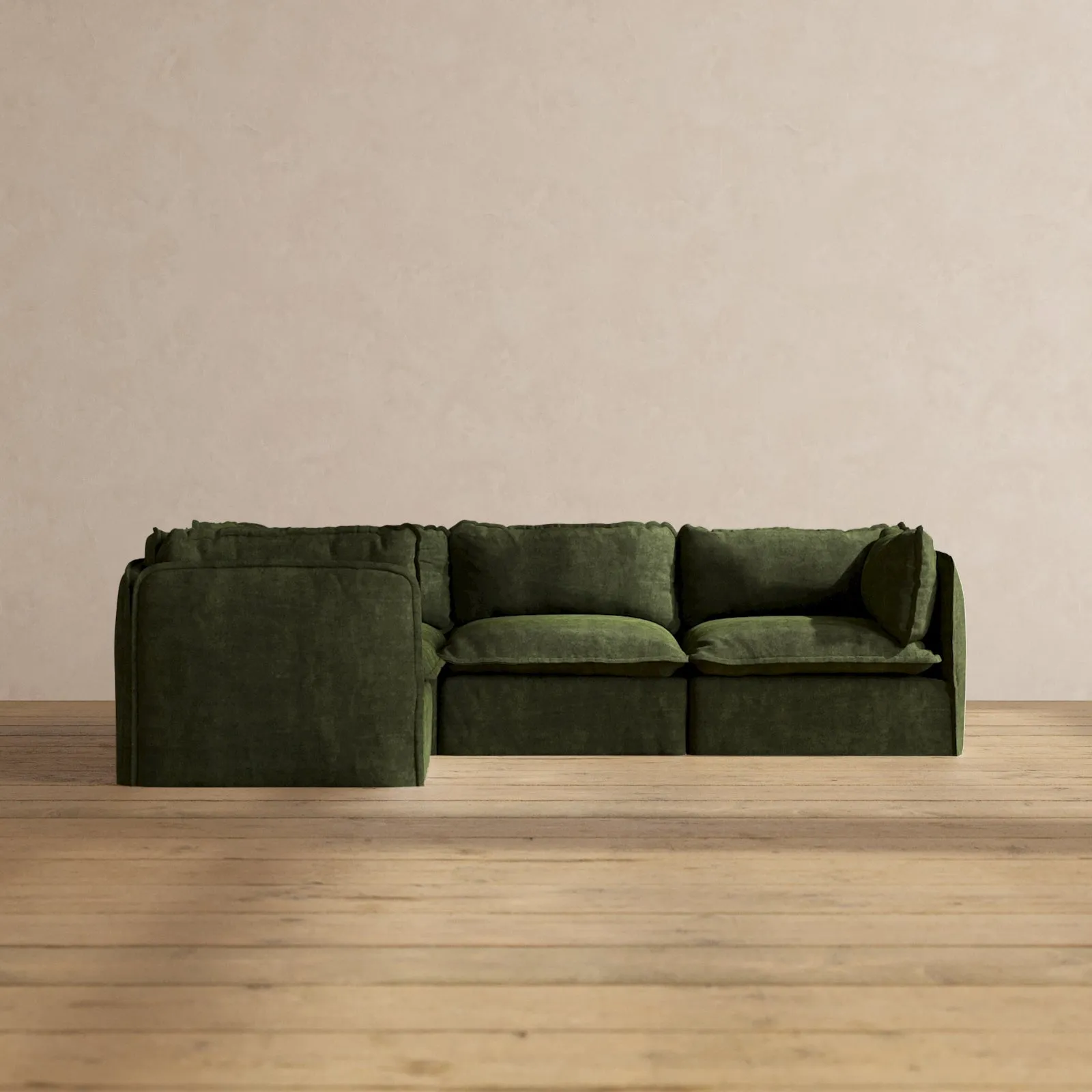 Modular Performance 4-Seater Corner Sectional in Olive | Deluxe Blend