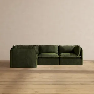 Modular Performance 4-Seater Corner Sectional in Olive | Deluxe Blend