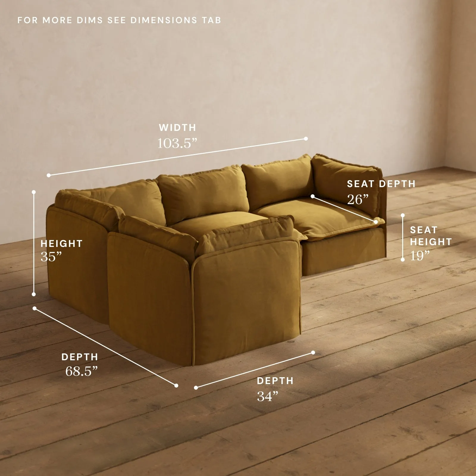 Modular Performance 4-Seater Corner Sectional in Toffee | Relaxed Blend