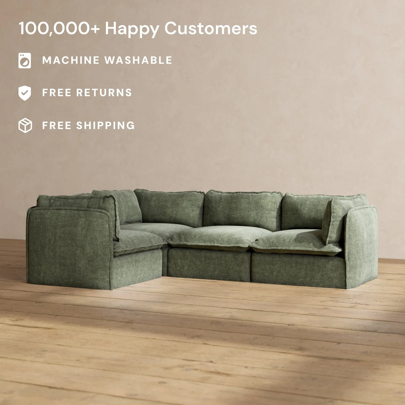 Modular Performance 4-Seater Corner Sectional in Willow | Deluxe Blend