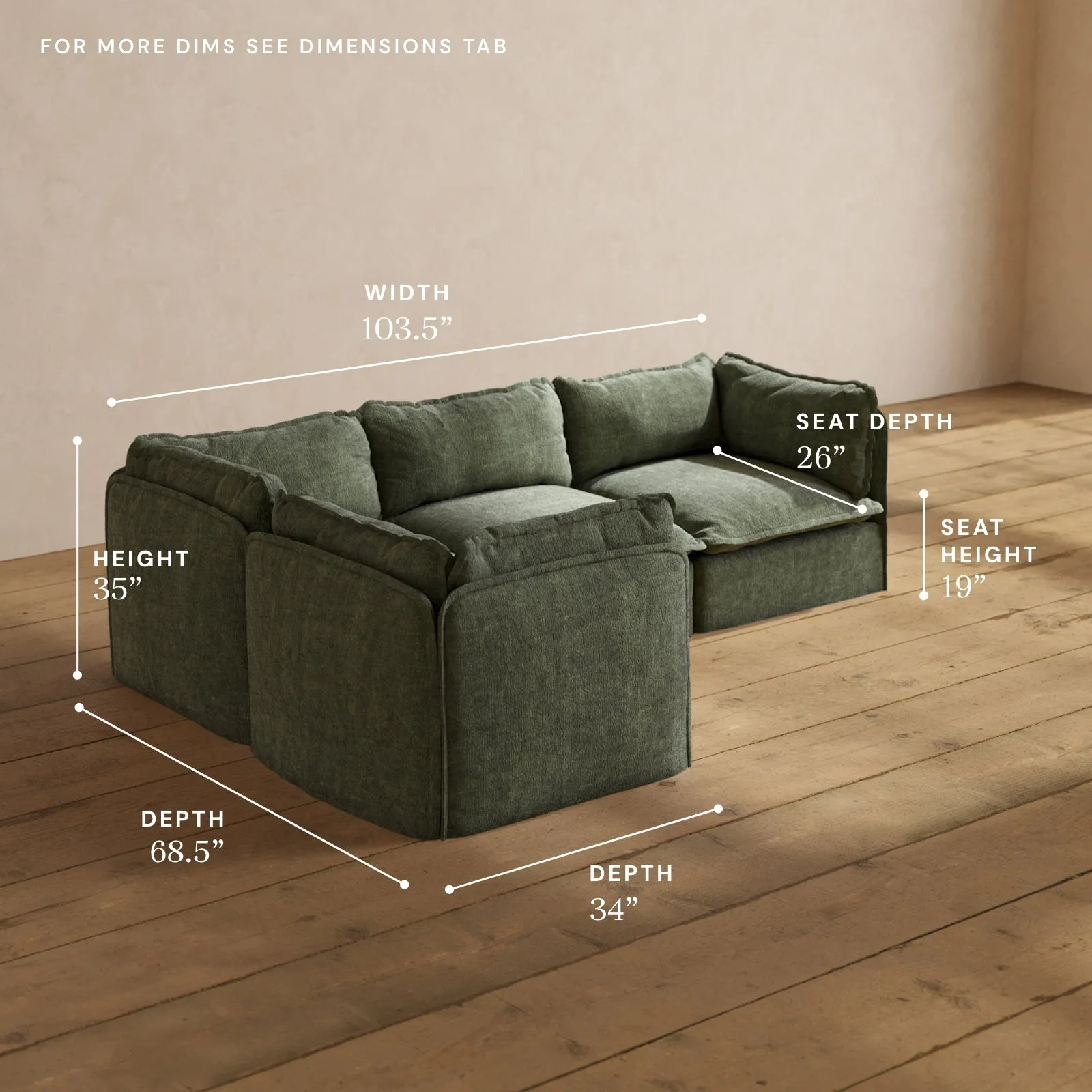 Modular Performance 4-Seater Corner Sectional in Willow | Deluxe Blend