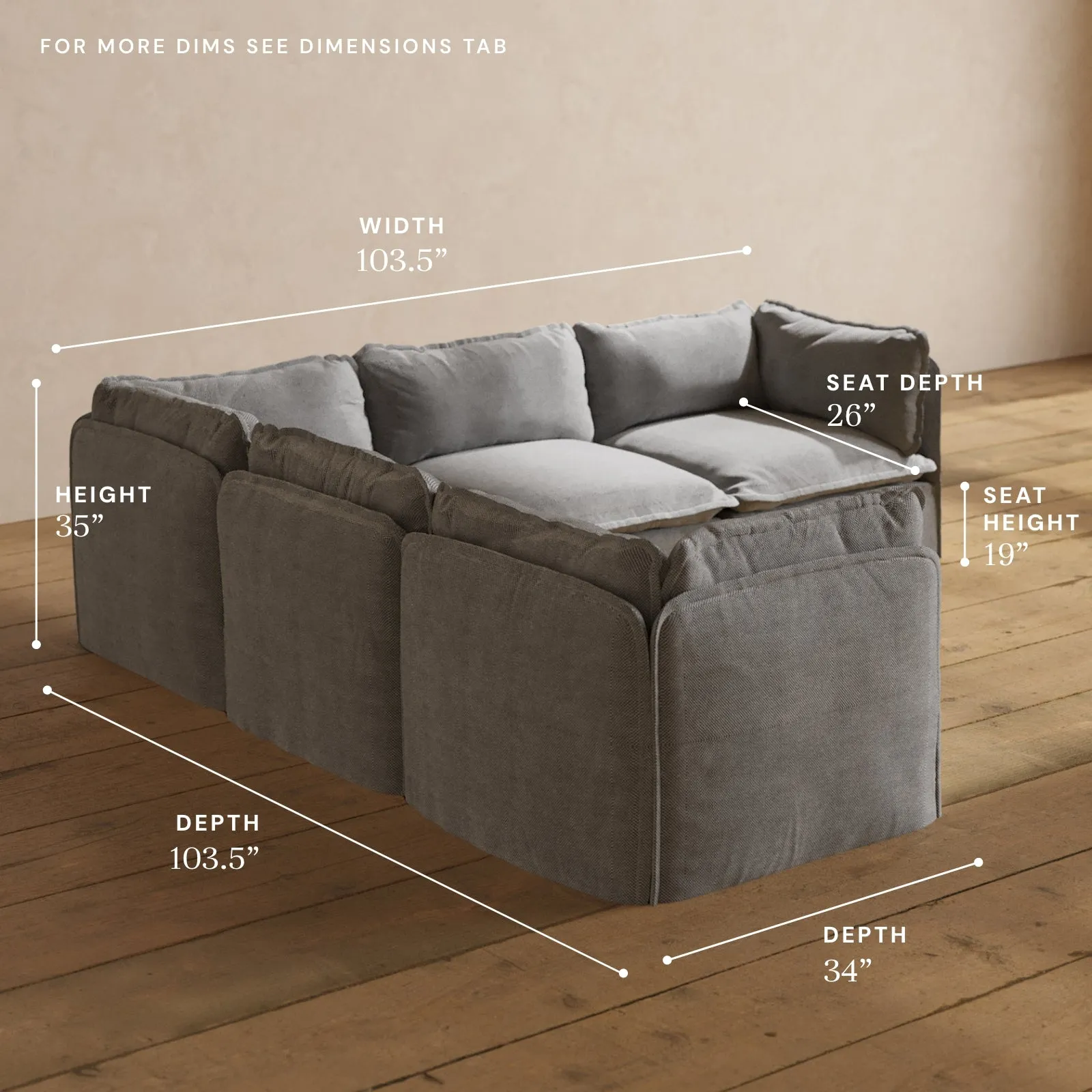 Modular Performance 5-Seater Corner Sectional in Ash | Relaxed Blend