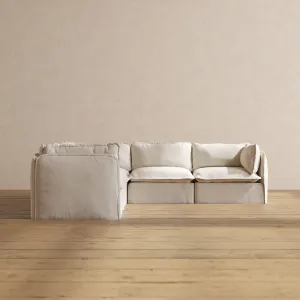 Modular Performance 5-Seater Corner Sectional in Flour | Relaxed Blend