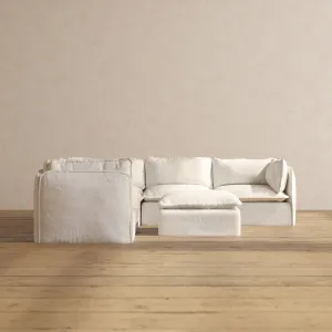 Modular Performance 5-Seater Corner Sectional   Ottoman in Mousse | Deluxe Blend