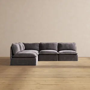 Modular Performance 5-Seater Open-Ends Corner Sectional in Cinder | Deluxe Blend