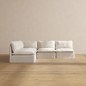 Modular Performance 5-Seater Open-Ends Corner Sectional in Flour | Relaxed Blend