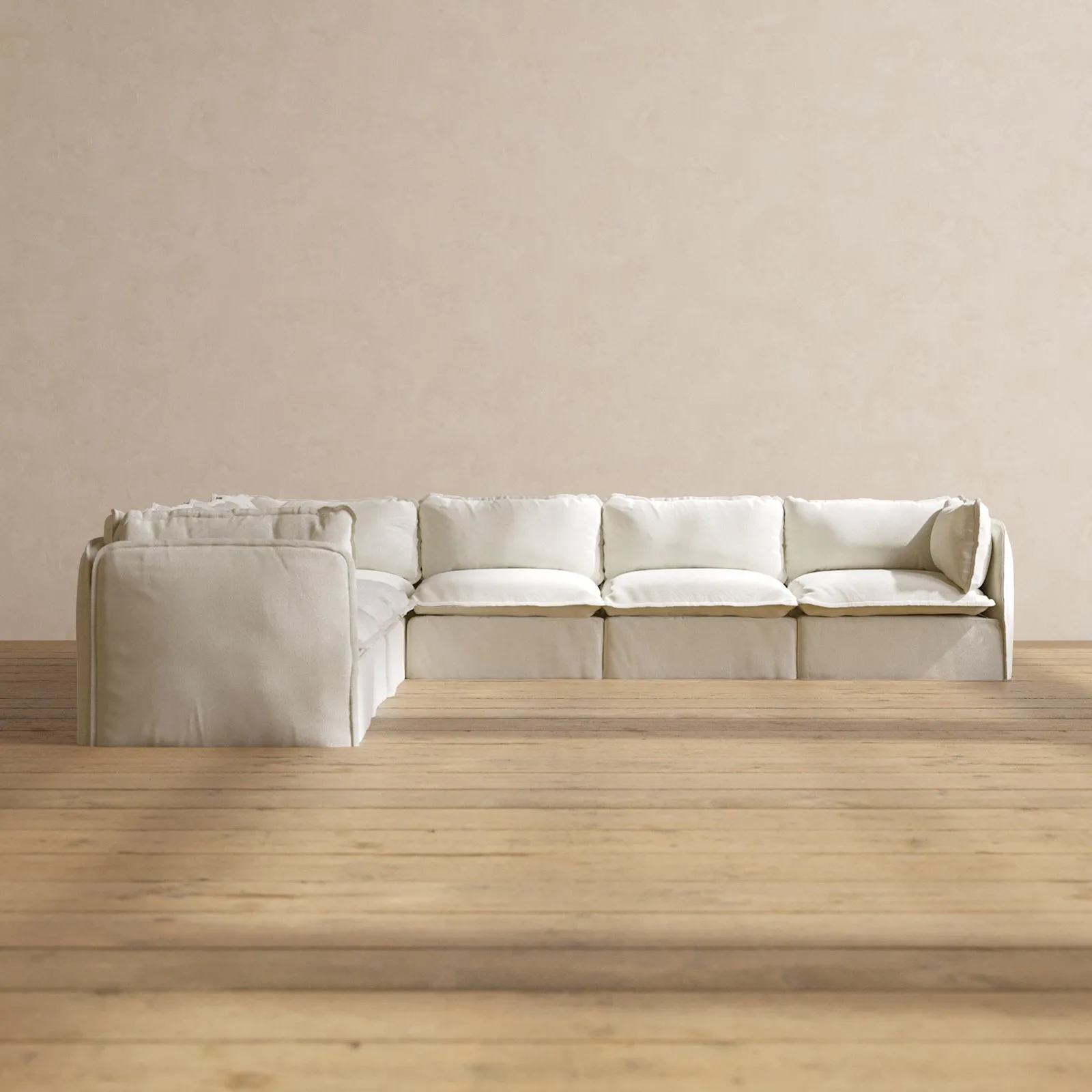 Modular Performance 7-Seater Corner Sectional in Eggshell | Relaxed Blend