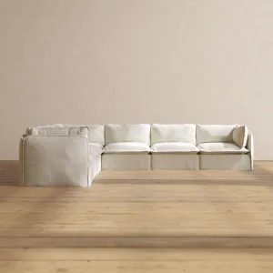 Modular Performance 7-Seater Corner Sectional in Eggshell | Relaxed Blend
