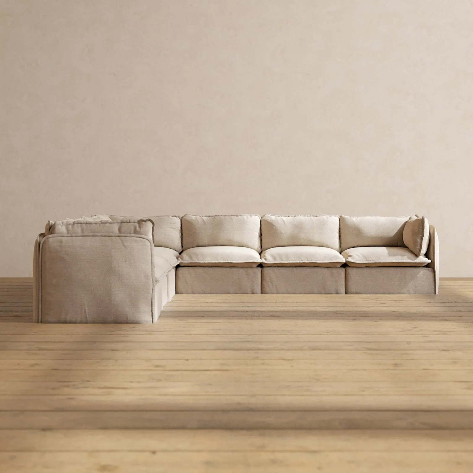 Modular Performance 7-Seater Corner Sectional in Oat | Relaxed Blend