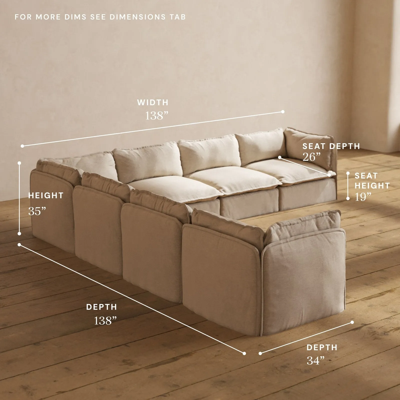 Modular Performance 7-Seater Corner Sectional in Oat | Relaxed Blend