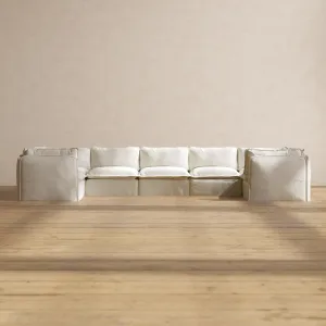 Modular Performance 7-Seater U-Sectional in Flour | Deluxe Blend