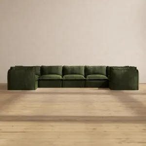 Modular Performance 7-Seater U-Sectional in Olive | Deluxe Blend