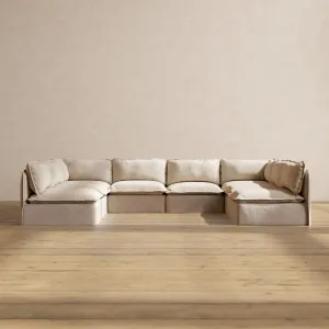 Modular Performance 8-Seater Open-Ends U-Sectional in Oat | Relaxed Blend